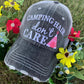 Camping hats CAMPING hair dont care Embroidered distressed trucker cap