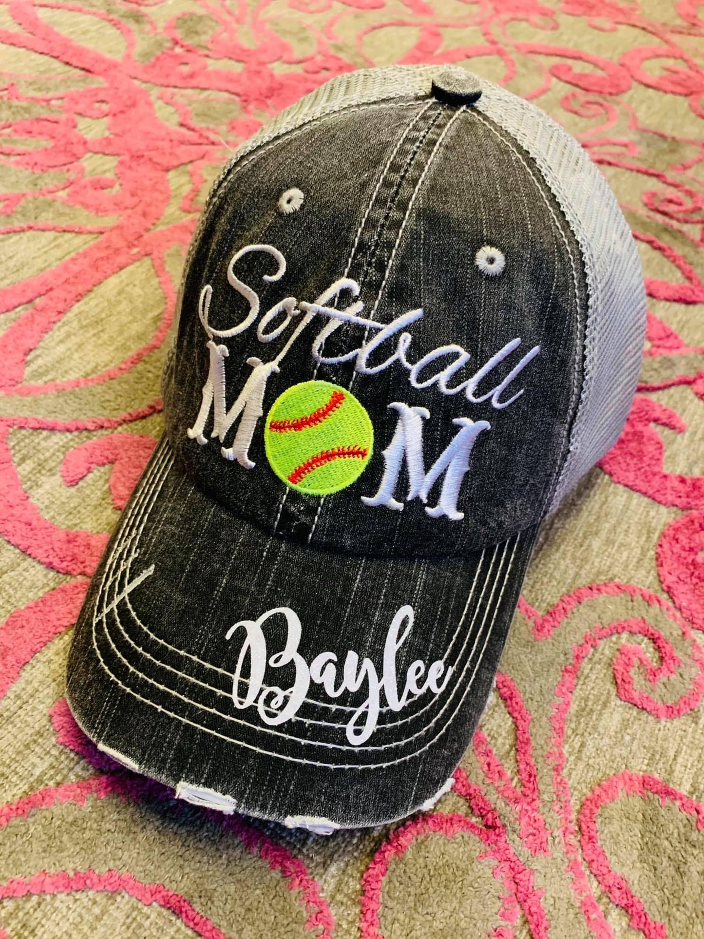 Softball hats Softball hair dont care Softball mom Softball mom life Embroidered unisex trucker caps