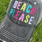 Hola beaches hats! | Womens embroidered trucker cap | Personalize | Beach hats | Cute palm trees, sunshine, waves and seashell | Girls weekend accessories. - Stacy's Pink Martini Boutique