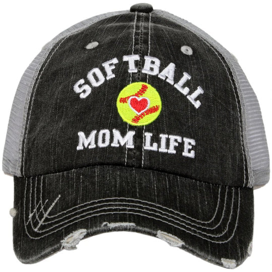 Softball hats Softball hair dont care Softball mom Softball mom life Embroidered unisex trucker caps