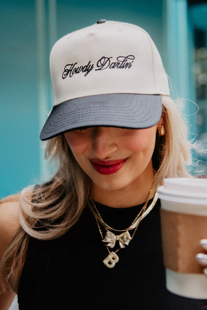 Howdy Darlin Hat - Embroidered country two toned cap Stacy's Pink Martini Boutique