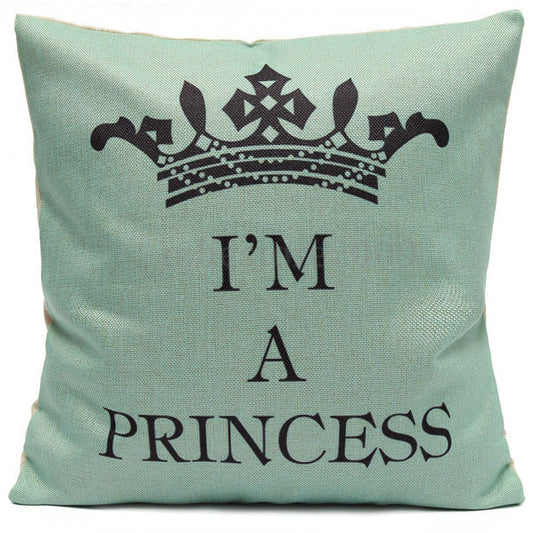 Pillow or pillowcase { I'm a princess } 17 x 17. Burlap. Crown. Zipper closure. Personalize with a name! - Stacy's Pink Martini Boutique