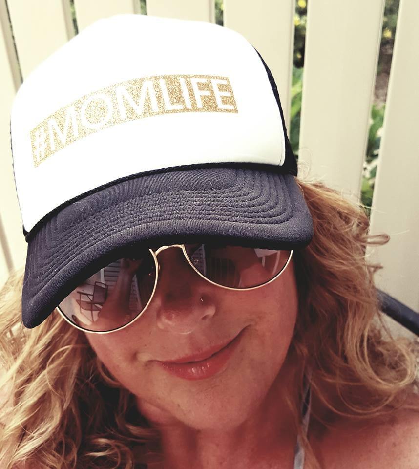 #momlife hats || Blingy glitter vinyl letters || Womens trucker hats || Adjustable snapback || Mom hats || Black or black and white - Stacy's Pink Martini Boutique