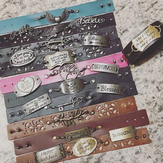Inspiration bracelets She believed she could so she did Charm and leather wrap or chain - Stacy's Pink Martini Boutique