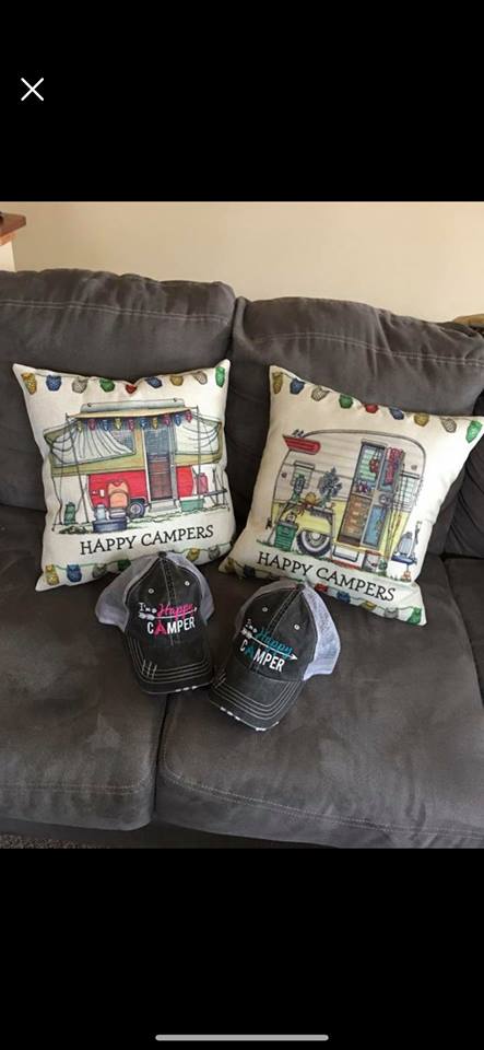 Pillow or pillow case { Camping } Assorted styles! Happy Campers! See my hats and tanks too! - Stacy's Pink Martini Boutique