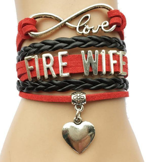 Bracelet { Fire wife } Firefighter. Heart. Infinity. Love. - Stacy's Pink Martini Boutique