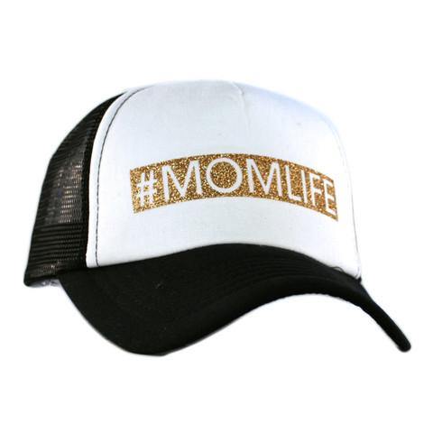 #momlife hats || Blingy glitter vinyl letters || Womens trucker hats || Adjustable snapback || Mom hats || Black or black and white - Stacy's Pink Martini Boutique