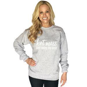 HOT MESS just doing my best | SWEATSHIRTS | Blue or Gray | S - XL | Clothing & hats - Stacy's Pink Martini Boutique