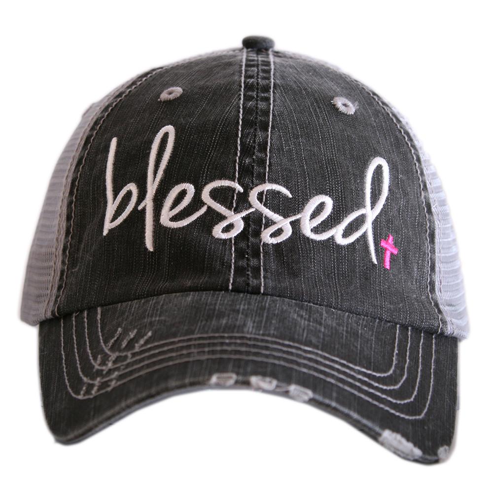 Blessed hats Blessed hot mess Simply blessed Crosses Embroidered distressed adjustable trucker caps - Stacy's Pink Martini Boutique