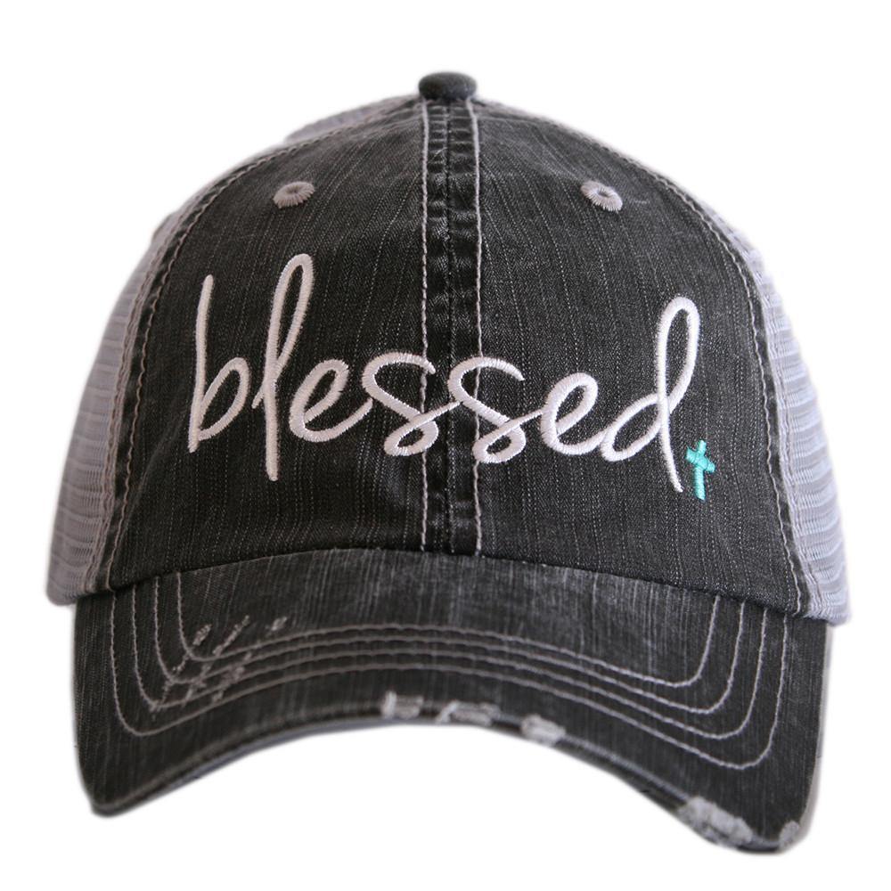 Blessed hats •• Pink, teal or wi ne •• Embroidered trucker cap - Stacy's Pink Martini Boutique