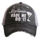 Hats { Martini hair don't care } Black or gray. Martini glass with green olive. - Stacy's Pink Martini Boutique