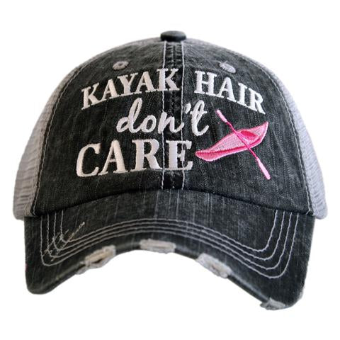 Kayak hats Kayak hair dont care Teal or pink kayak Unisex trucker cap - Stacy's Pink Martini Boutique