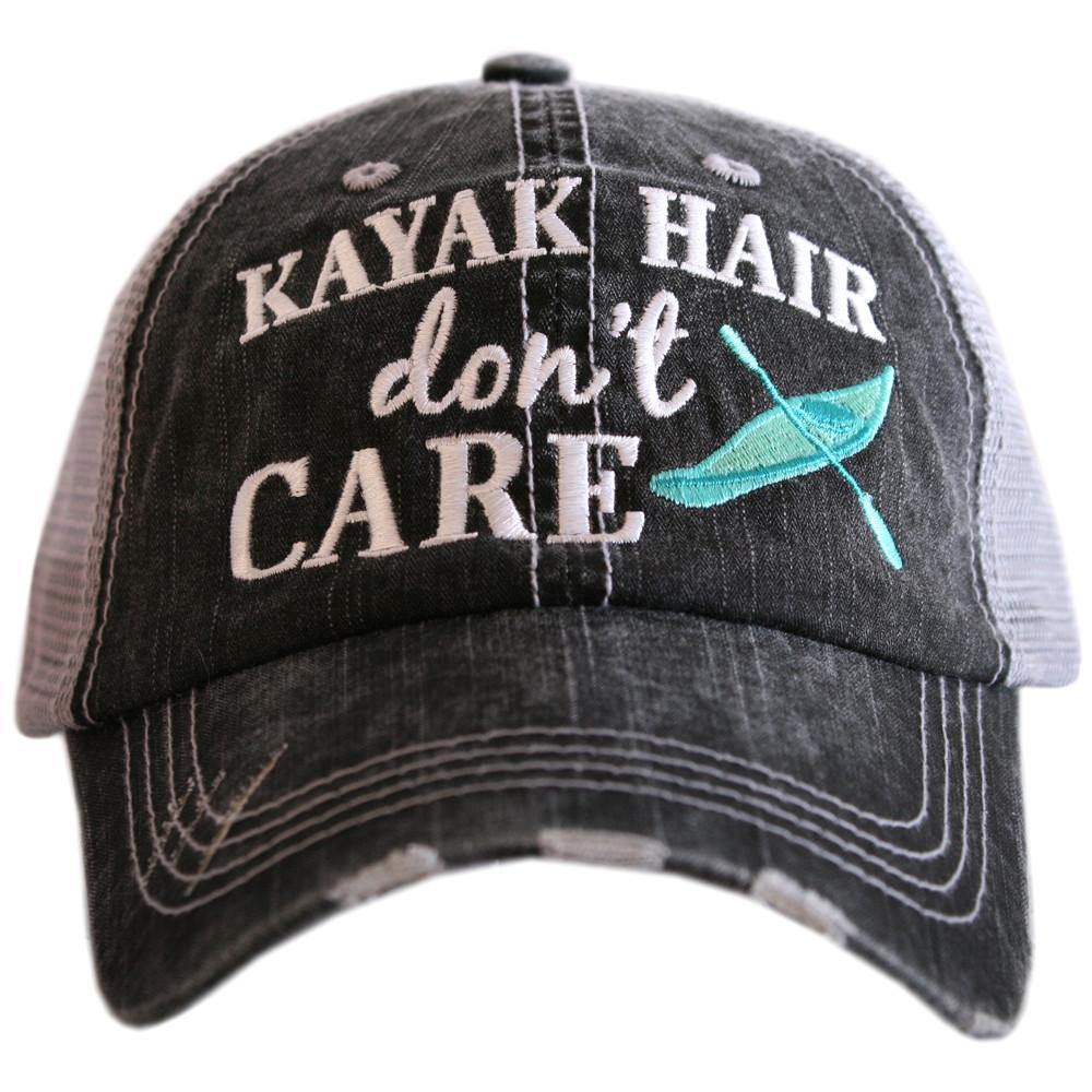 Kayak hats Kayak hair dont care Teal or pink kayak Unisex trucker cap - Stacy's Pink Martini Boutique