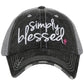 Blessed hats Blessed hot mess Simply blessed Crosses Embroidered distressed adjustable trucker caps - Stacy's Pink Martini Boutique