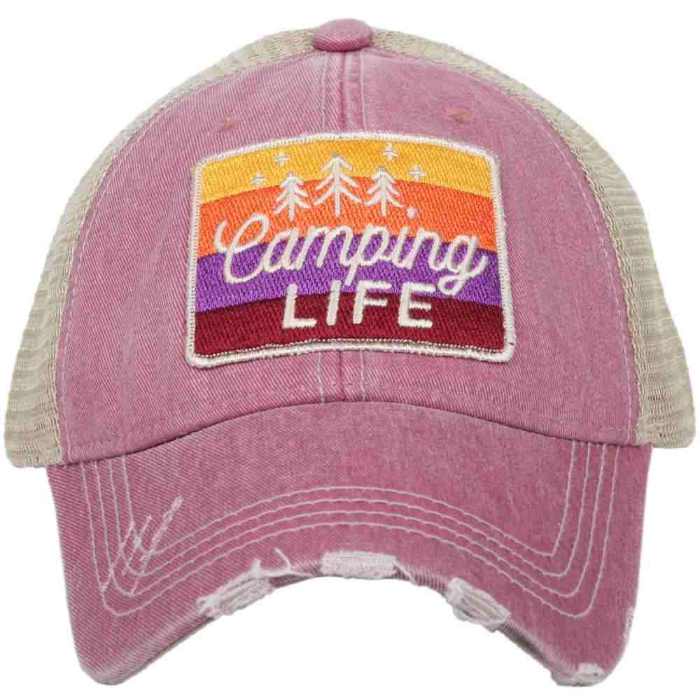 Camping life Tshirts Hats Purple peach gray green brown S - XXL Camp shirts Unisex - Stacy's Pink Martini Boutique