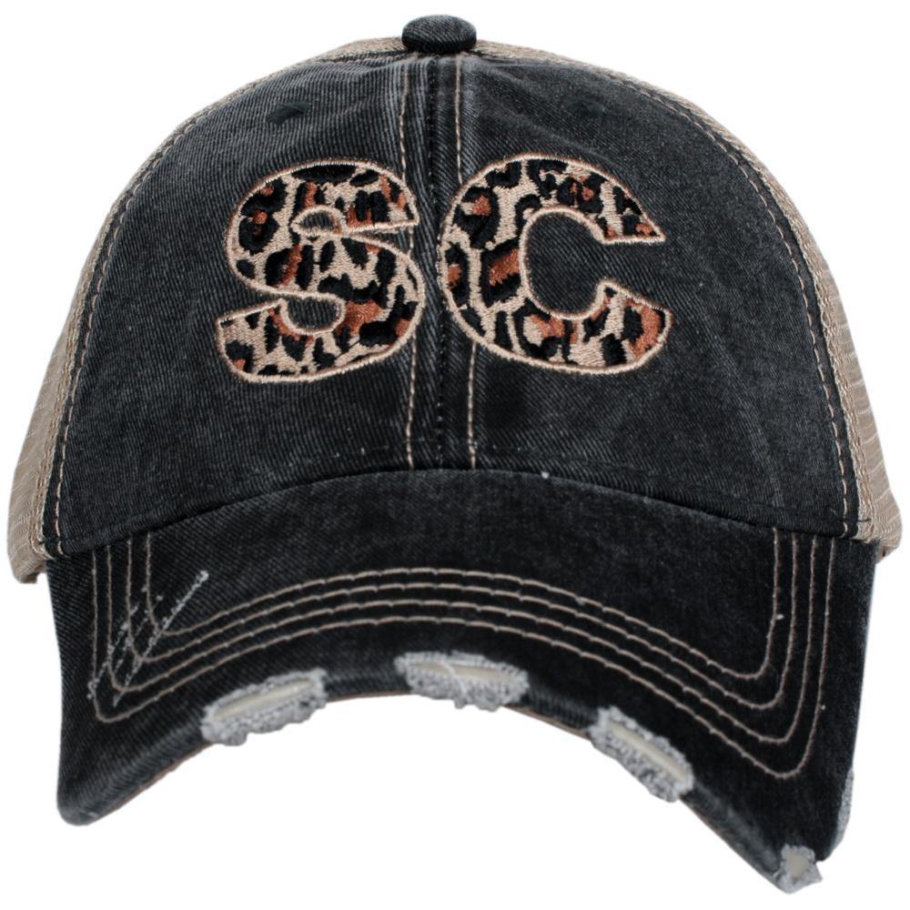 State hats LEOPARD Gray womens trucker cap - Stacy's Pink Martini Boutique