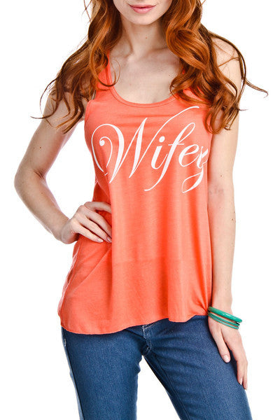 Wife Tank tops WIFEY Coral white black gray S - XXL. Mom Bride - Stacy's Pink Martini Boutique