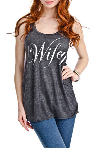 Wife Tank tops WIFEY Coral white black gray S - XXL. Mom Bride - Stacy's Pink Martini Boutique