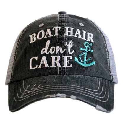 Boating hats Boat hair don’t care hats 4 colors Embroidered distressed trucker caps Anchor - Stacy's Pink Martini Boutique