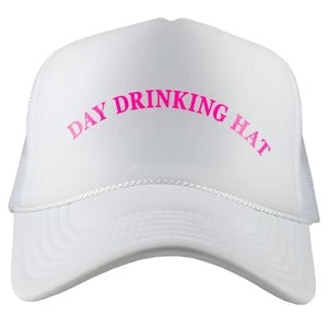 Day DRINKING hats Drinking Buddies Light pink or white Foam trucker cap Pool day Girls weekend Beach vacation Cruise