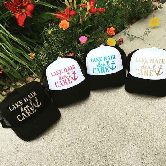 Beach hats and tanks Embroidered distressed trucker caps. - Stacy's Pink Martini Boutique