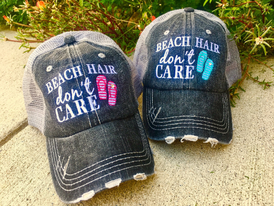 Hats { Lake hair don't care } { Happy Camper } { River hair don't care } { Beach hair don't care } { Tailgate hair don't care } - Stacy's Pink Martini Boutique
