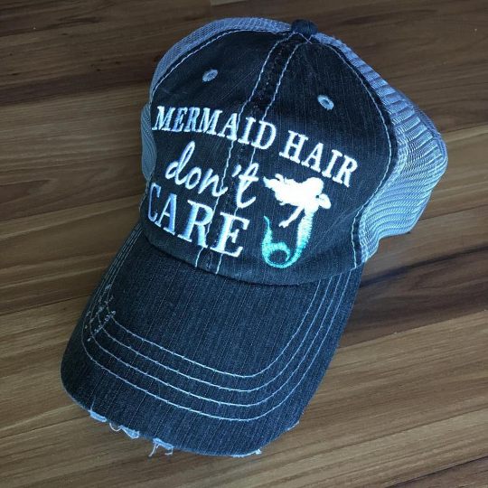 Beach hats and tanks Embroidered distressed trucker caps. - Stacy's Pink Martini Boutique