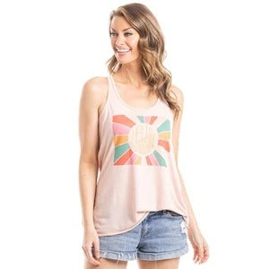 HELLO SUNSHINE Tank tops Peach or White S - XXL Womens - Stacy's Pink Martini Boutique