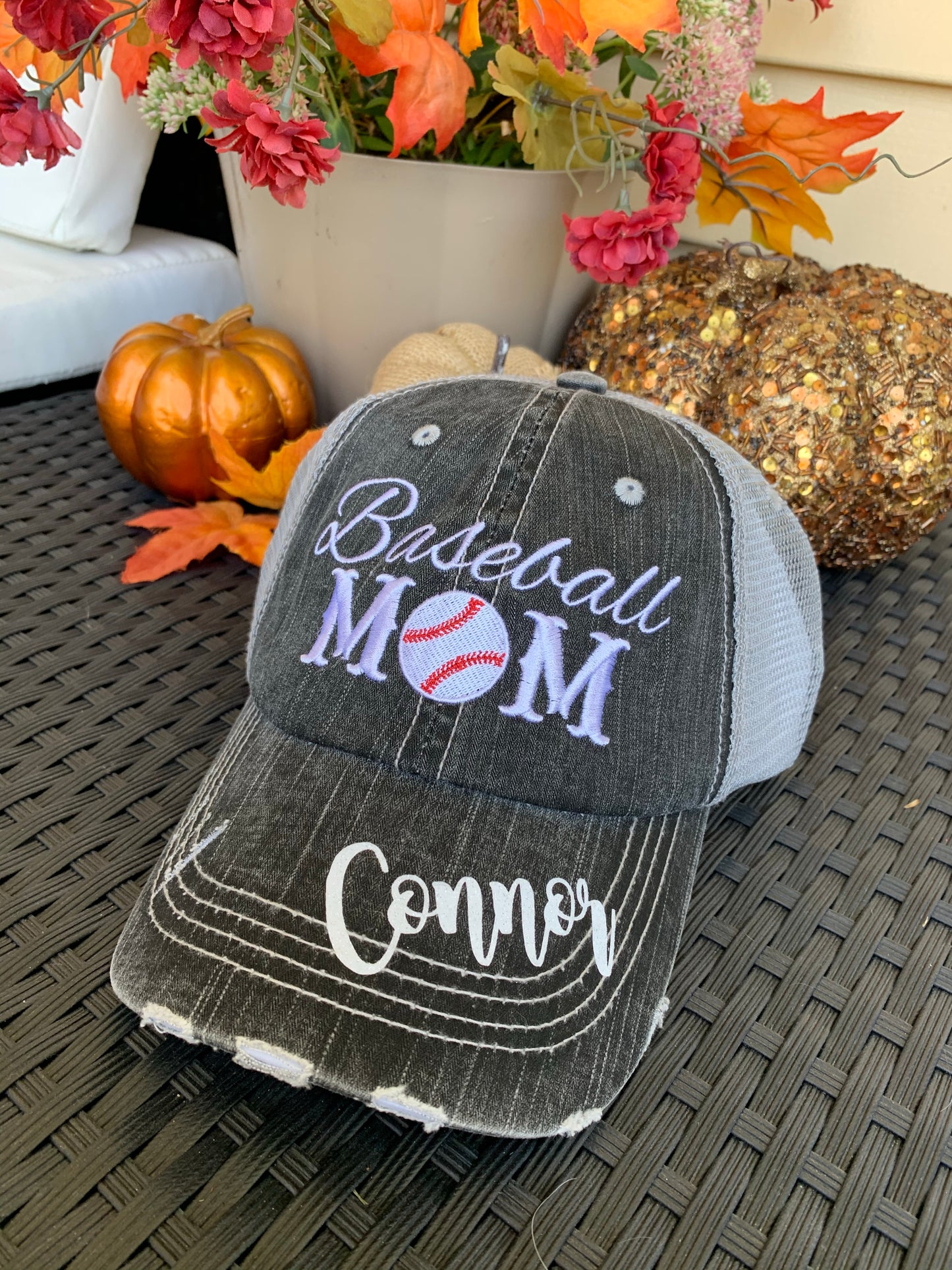 Sports mom Hats! Mom trucker caps-Customize-number-names-BLING! Hockey sticks. Mama. Womens distressed adjustable caps. Hockey mom. - Stacy's Pink Martini Boutique