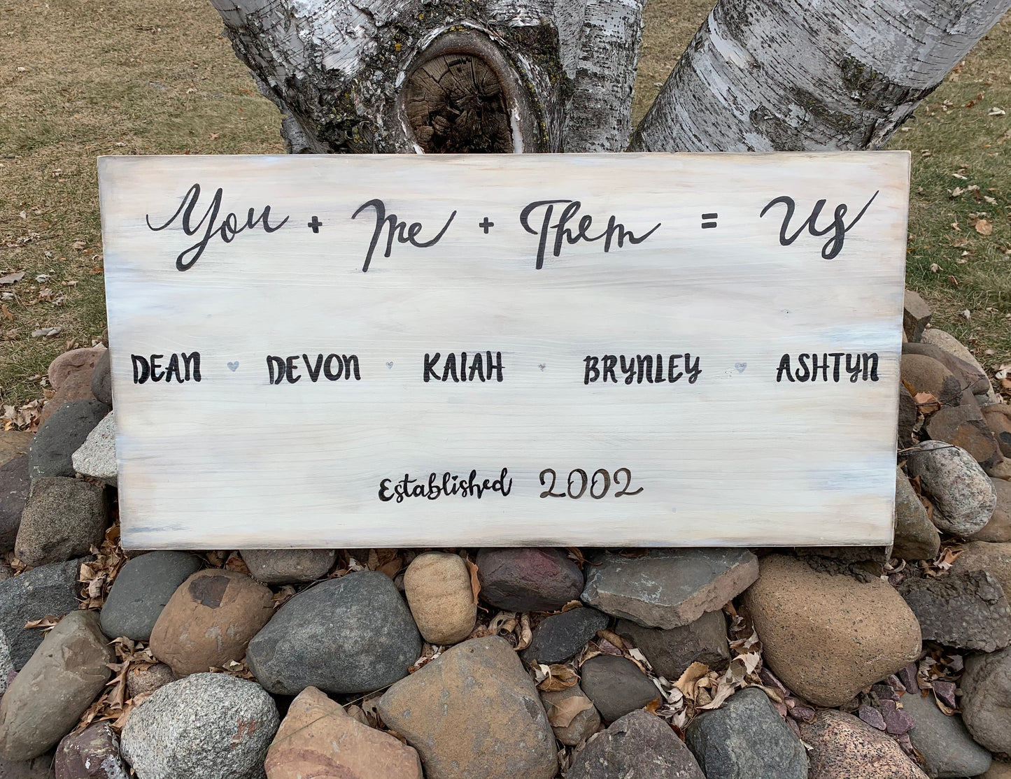 Wood signs { Hand painted } You + Me + Them = Us. Solid pine. Family. Wood. Signs. Barn wood. - Stacy's Pink Martini Boutique