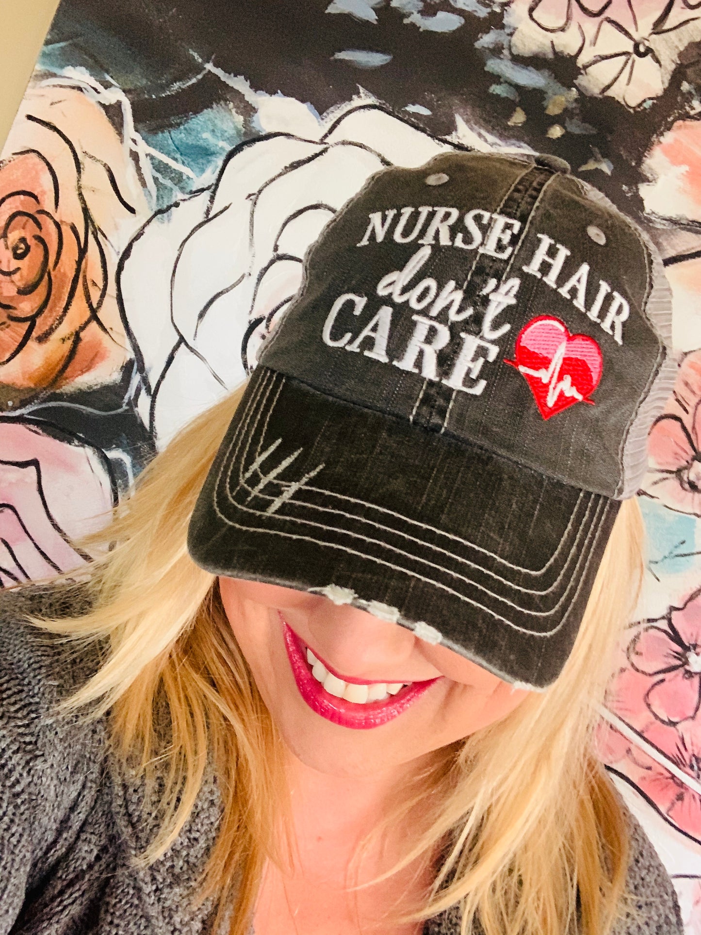 Nursing hats and jewelry NURSE hair dont care 2 styles Mask - Stacy's Pink Martini Boutique