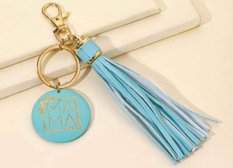 Mama key chains Tassel Sunflower Leopard Assorted colors prints Mom gifts accessories jewelry