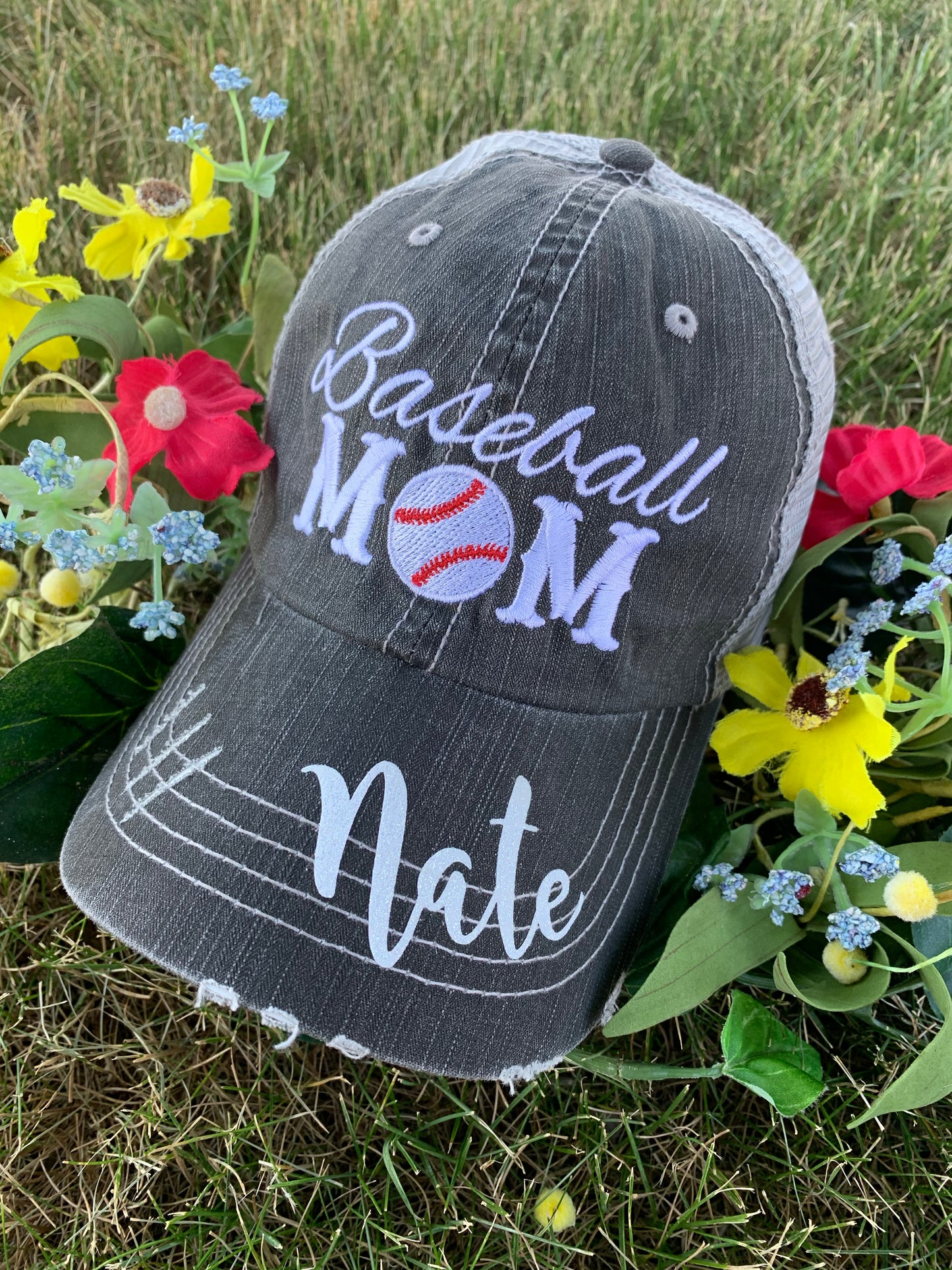 Personalized football hats Football mom Embroidered womens trucker caps - Stacy's Pink Martini Boutique