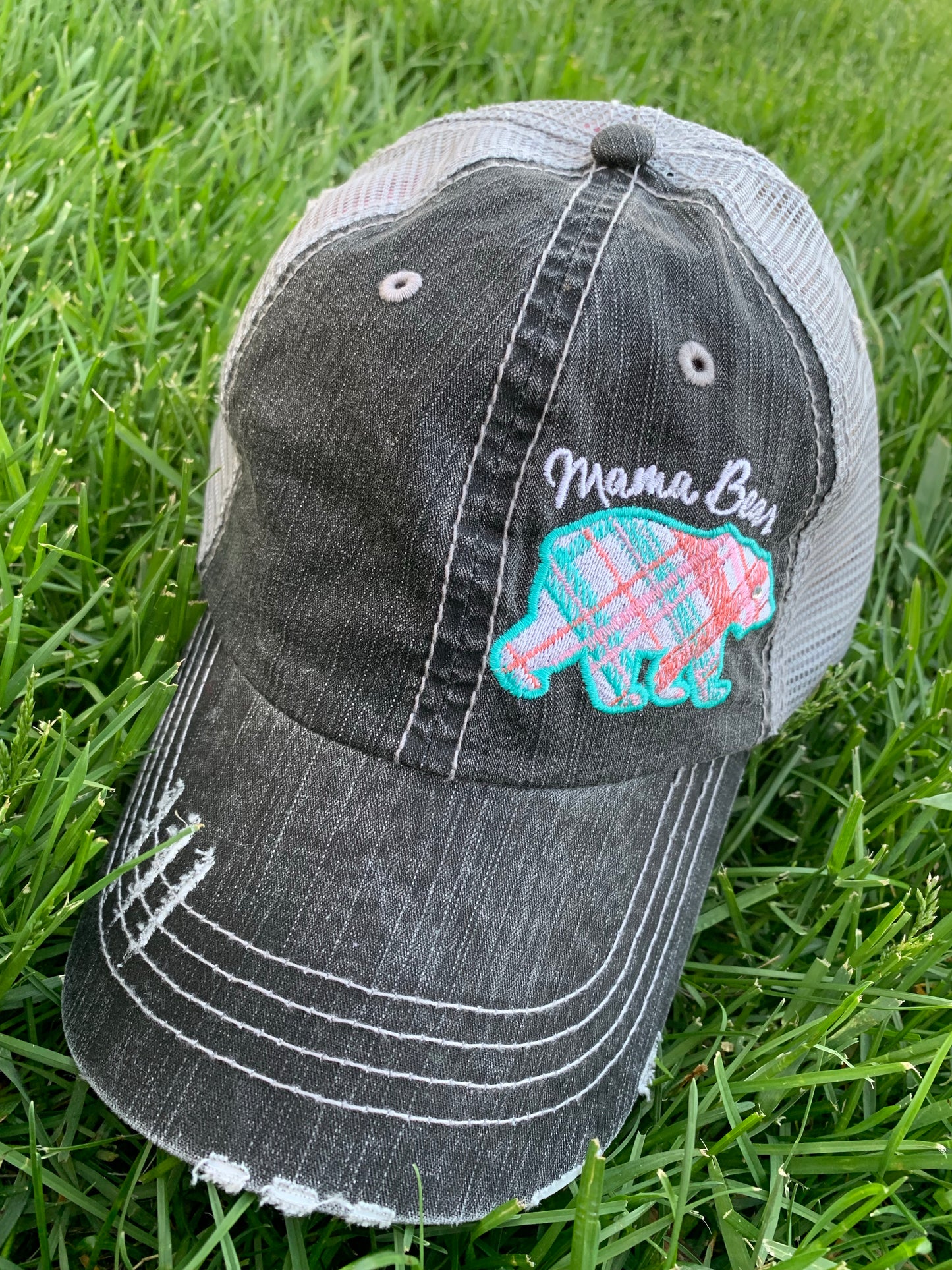 Mom hats! Hat { Don’t mess with mama } Customize with last names, kids names, sports numbers! Embroidered distressed trucker caps. Adjustable. - Stacy's Pink Martini Boutique