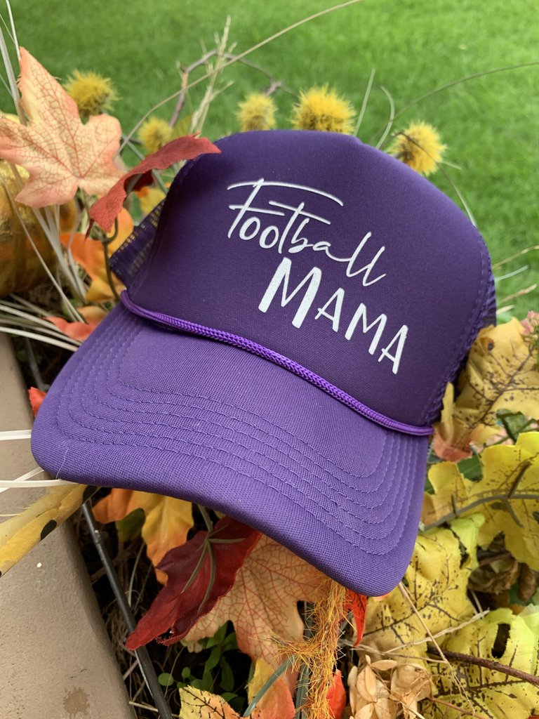 Hat. Football mama. Purple with white glitter letters. 1 left! $10 hat sale! - Stacy's Pink Martini Boutique
