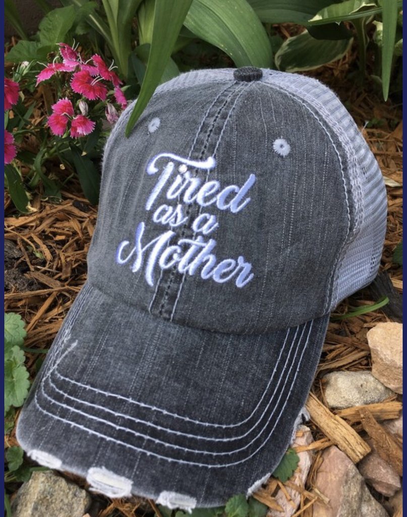 Mom shirts! { Tired as a mother } Raglan • Black and gray. XS-XL. So soft and comfy! Matching hats to complete your look. - Stacy's Pink Martini Boutique