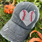 Rhinestone sports hats Football Baseball Basketball BLING rhinestones Gray distressed trucker hat Heart Game day Sports