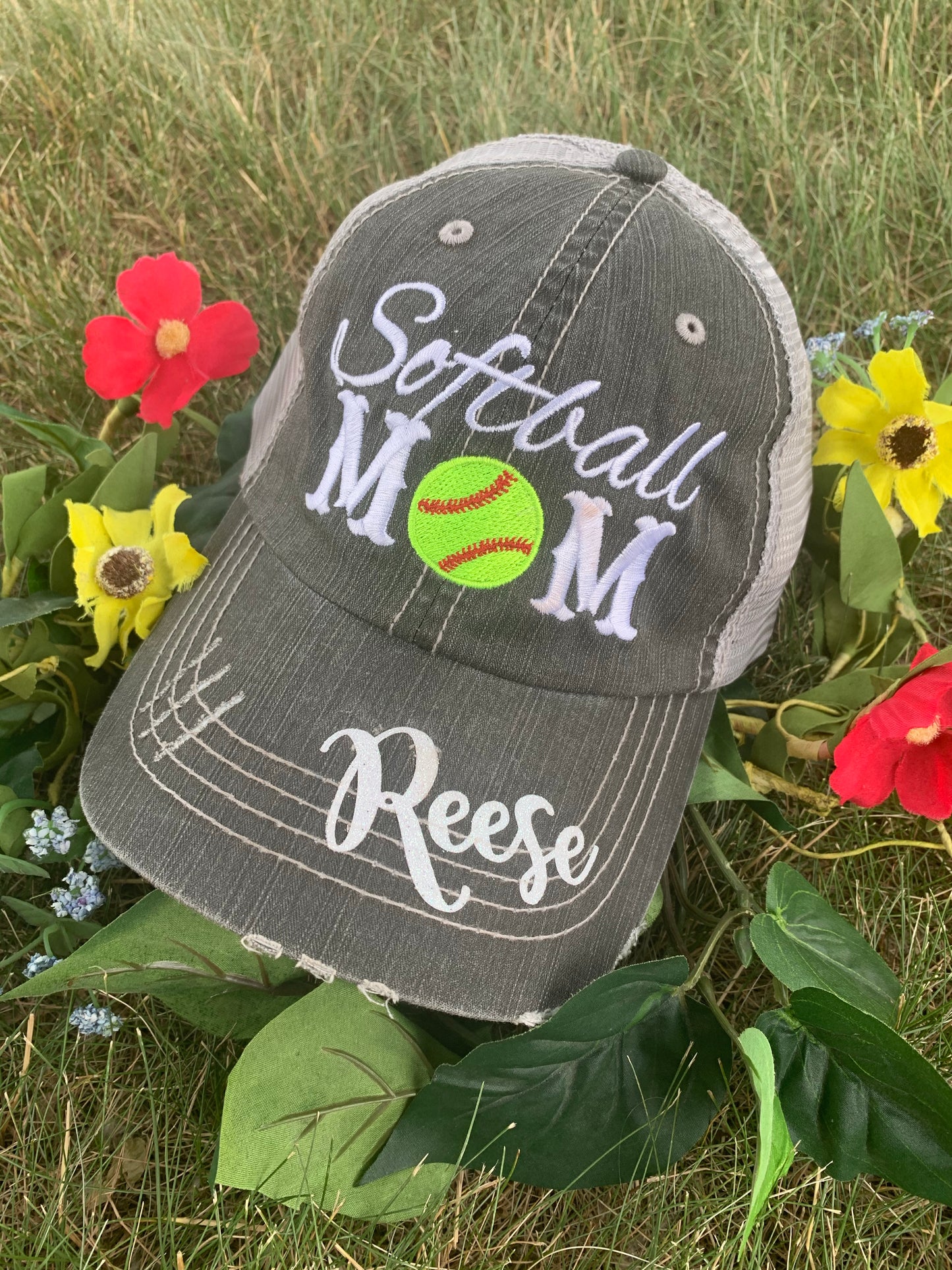 Personalized football hats Football mom Embroidered womens trucker caps - Stacy's Pink Martini Boutique