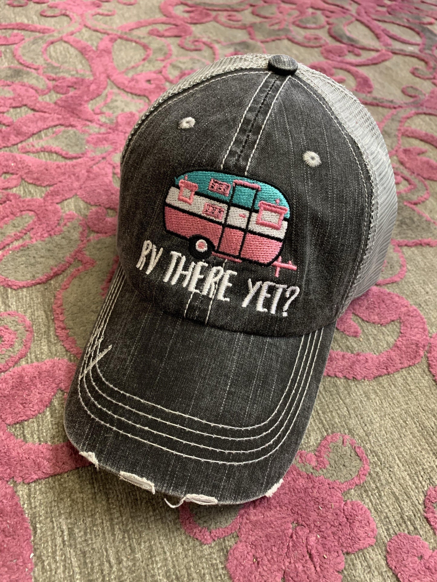 Boating Hats { Boat hair don’t care } Teal or pink anchor. Embroidered •  Trucker cap • - Stacy's Pink Martini Boutique