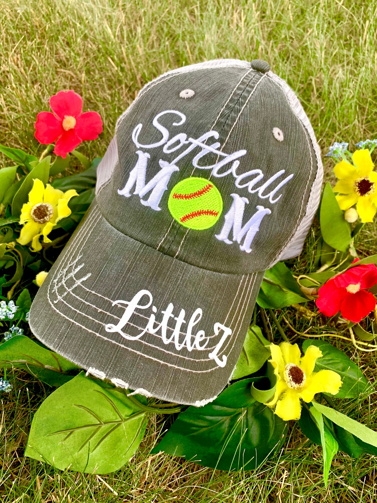 Personalized football hats Football mom Embroidered womens trucker caps - Stacy's Pink Martini Boutique