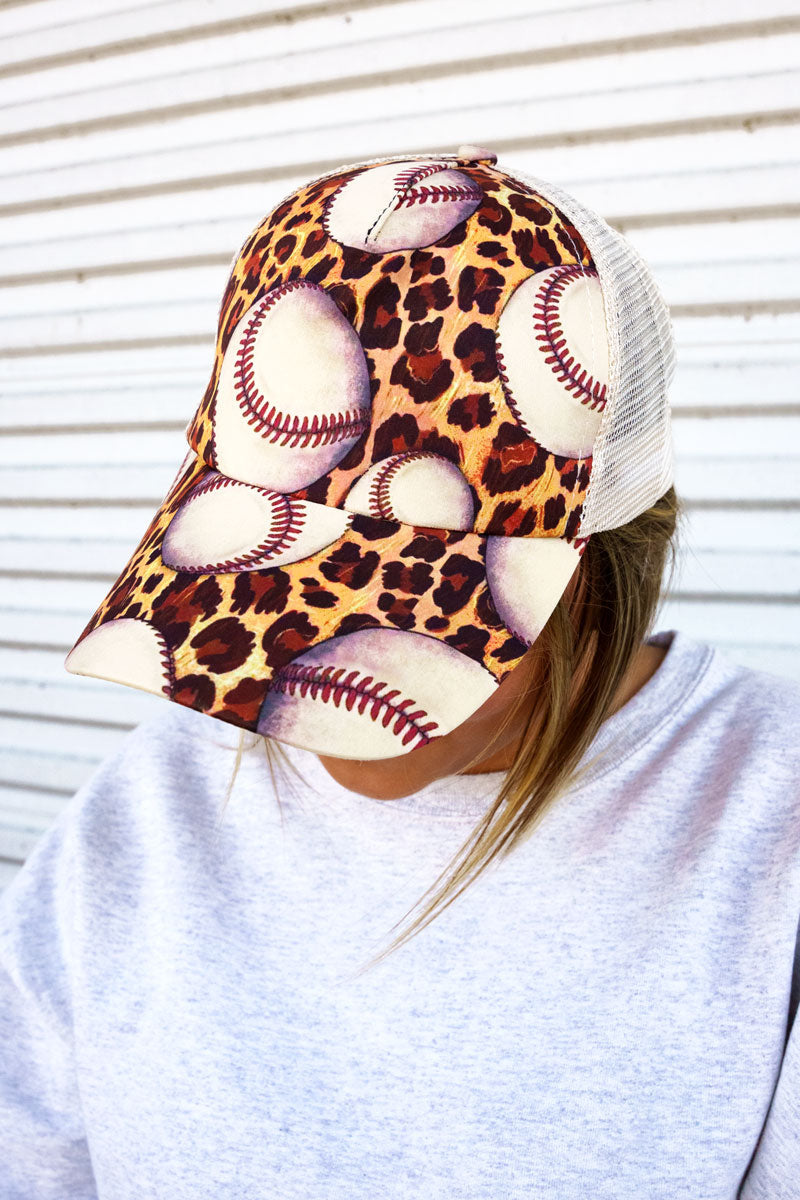 Baseball hat Leopard print sports cap Criss cross adjustable elastic Wholesale blanks
