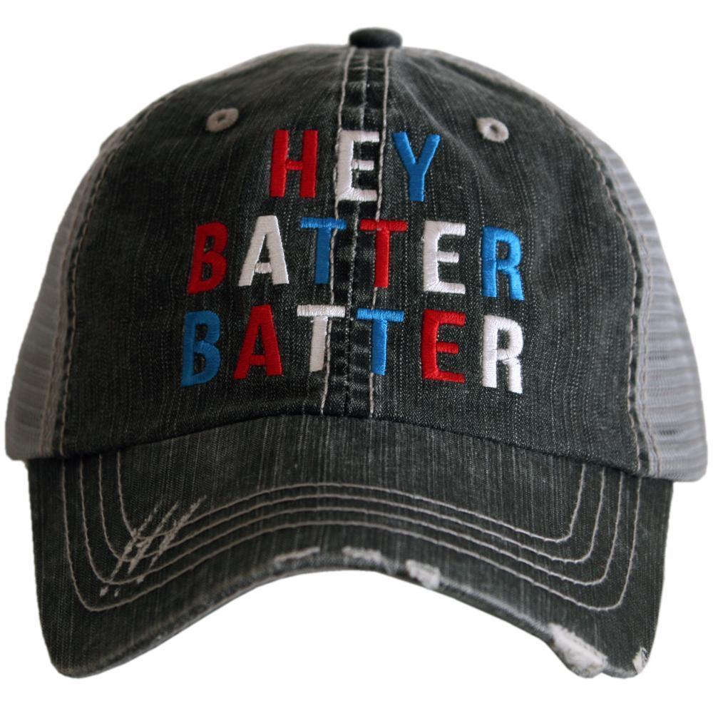 Baseball hats Hey batter batter Embroidered unisex trucker caps - Stacy's Pink Martini Boutique