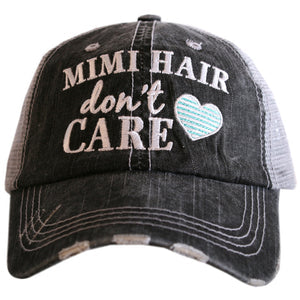 Baseball Grandma • Mimi • Nana • Gigi | Embroidered gray distressed trucker caps | Personalize - Stacy's Pink Martini Boutique