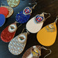 Earrings { Minnesota Twins Baseball } Blue, silver, white, red. Glitter, matte, embossed. Teardrop leather fish hook. - Stacy's Pink Martini Boutique