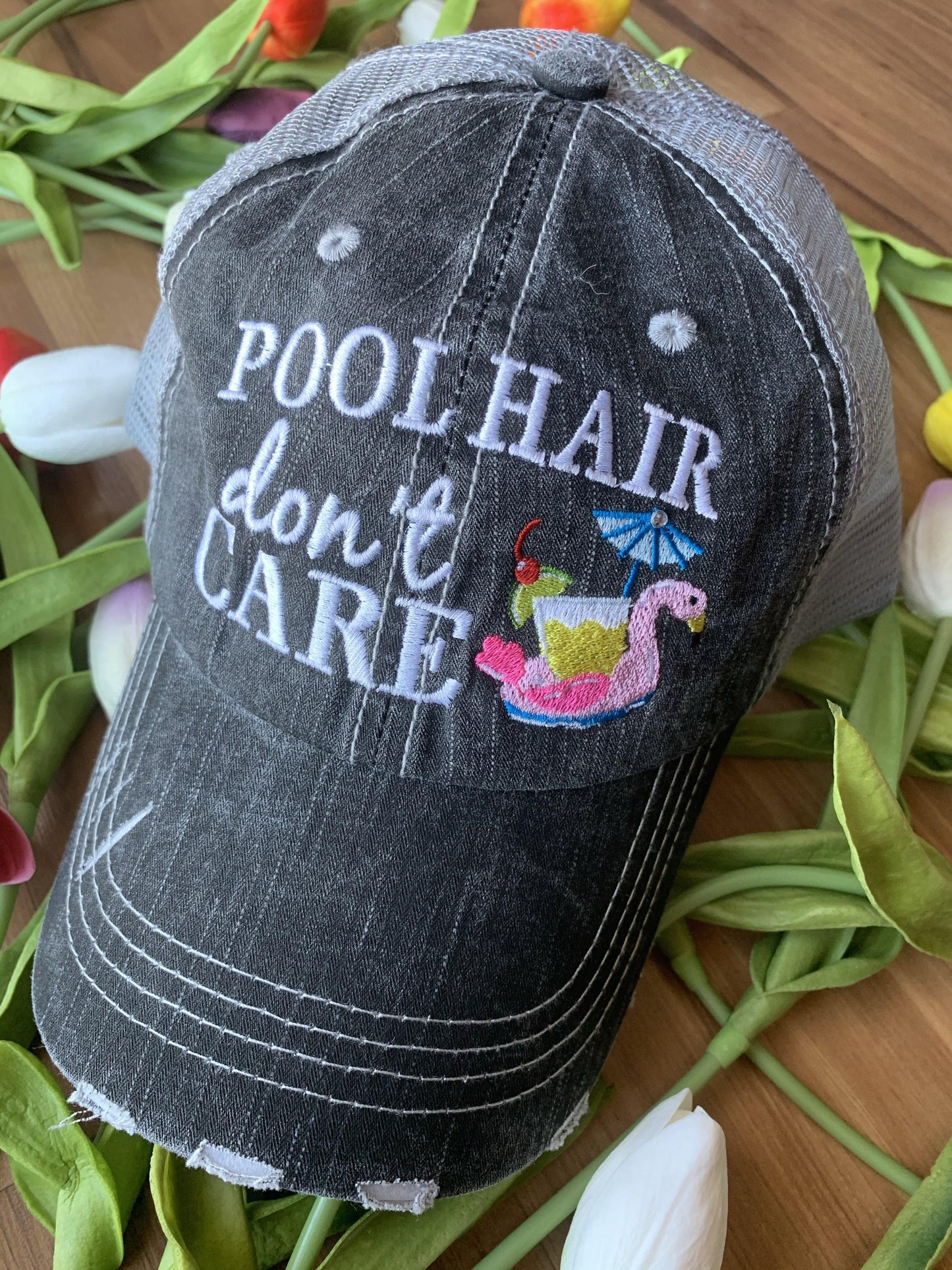 Boat hats! Boat hair dont care. FREE ship and FREE jewelry with each order. Embroidered distressed gray trucker hats with anchors. - Stacy's Pink Martini Boutique
