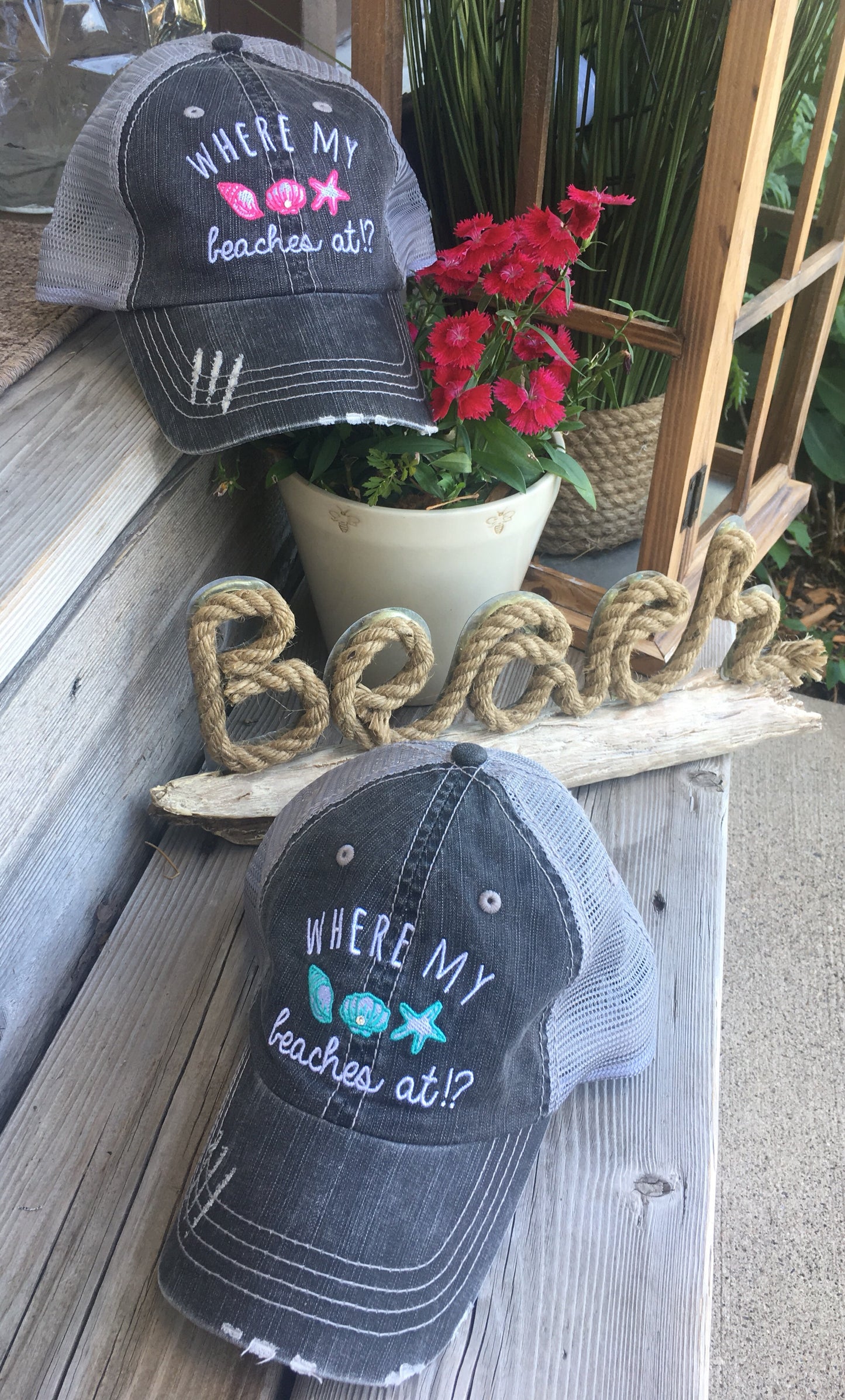 Hats { Lakeaholic } { Lake bum } { Lake hair don't care } { Lake please } { Lake life } - Stacy's Pink Martini Boutique