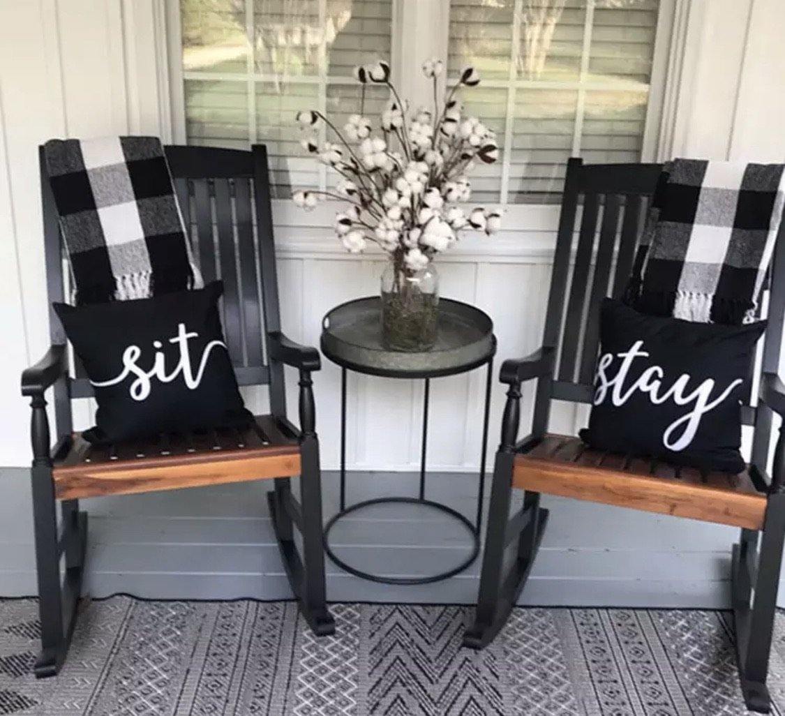 Pillow cases and pillows filled • Stay • Sit • Black • Cream - Stacy's Pink Martini Boutique