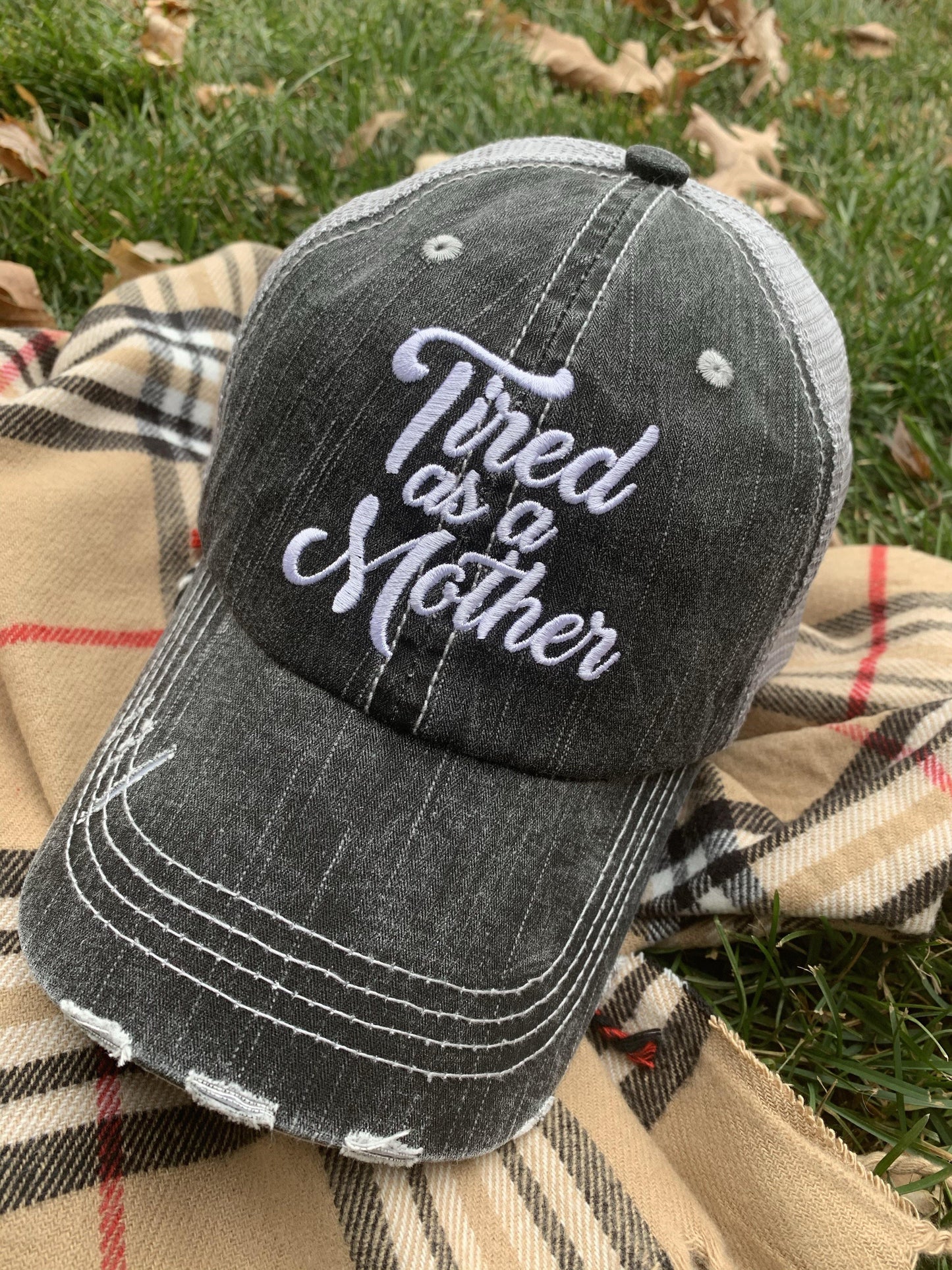 Tired as a mother MOM sweatshirts and hats Blue or gray S - XL - Stacy's Pink Martini Boutique