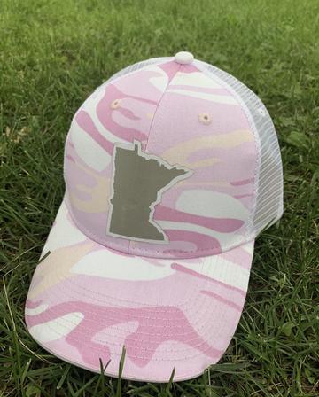 Hat. Minnesota. Pink and white camo. Adjustable snapback. Camoflauge. 4 left! $10 hat sale! - Stacy's Pink Martini Boutique