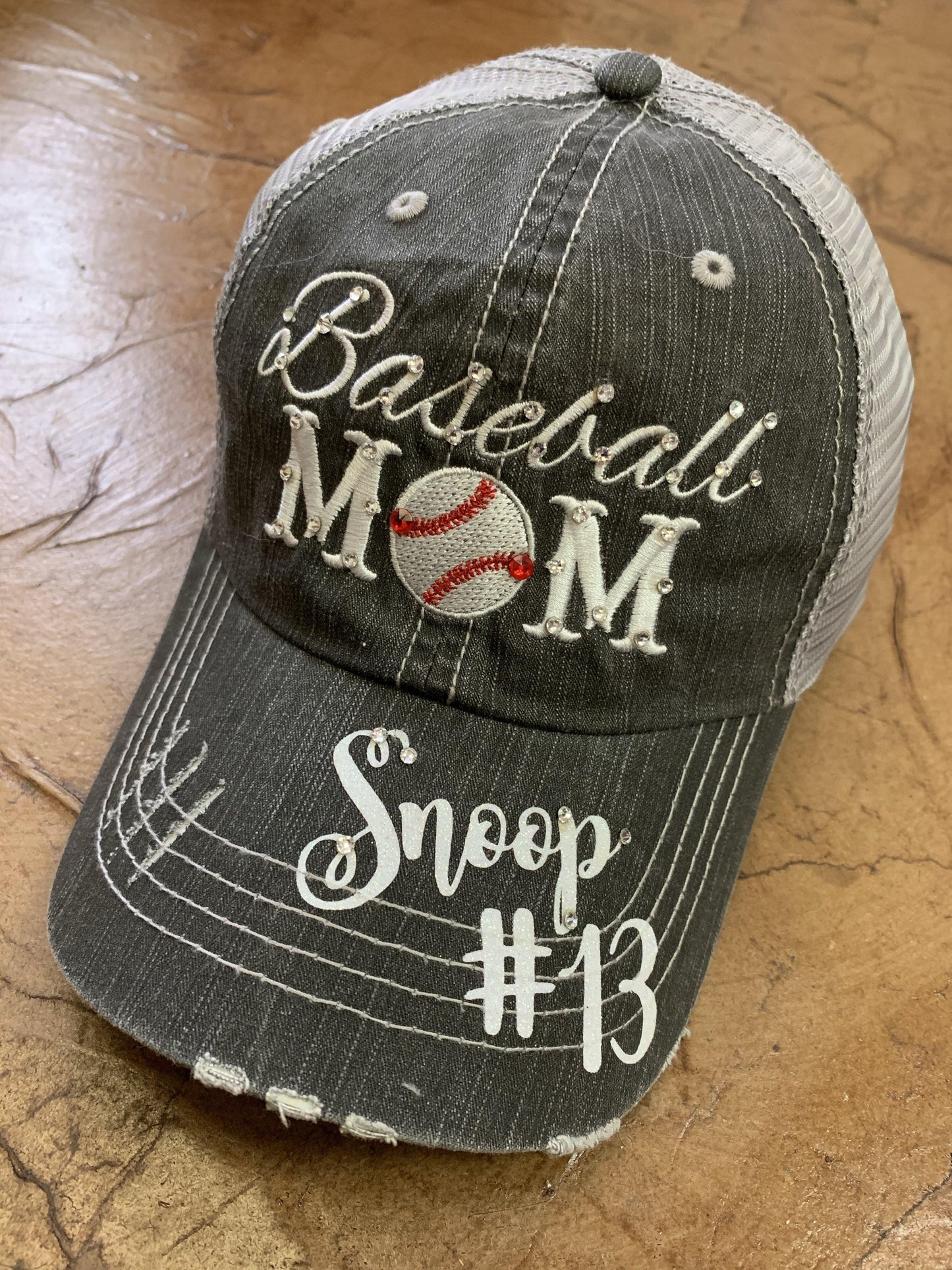 Basketball hats! Basketball mom | Customize | Embroidered distressed gray women’s trucker caps • Add names, number, BLING! - Stacy's Pink Martini Boutique